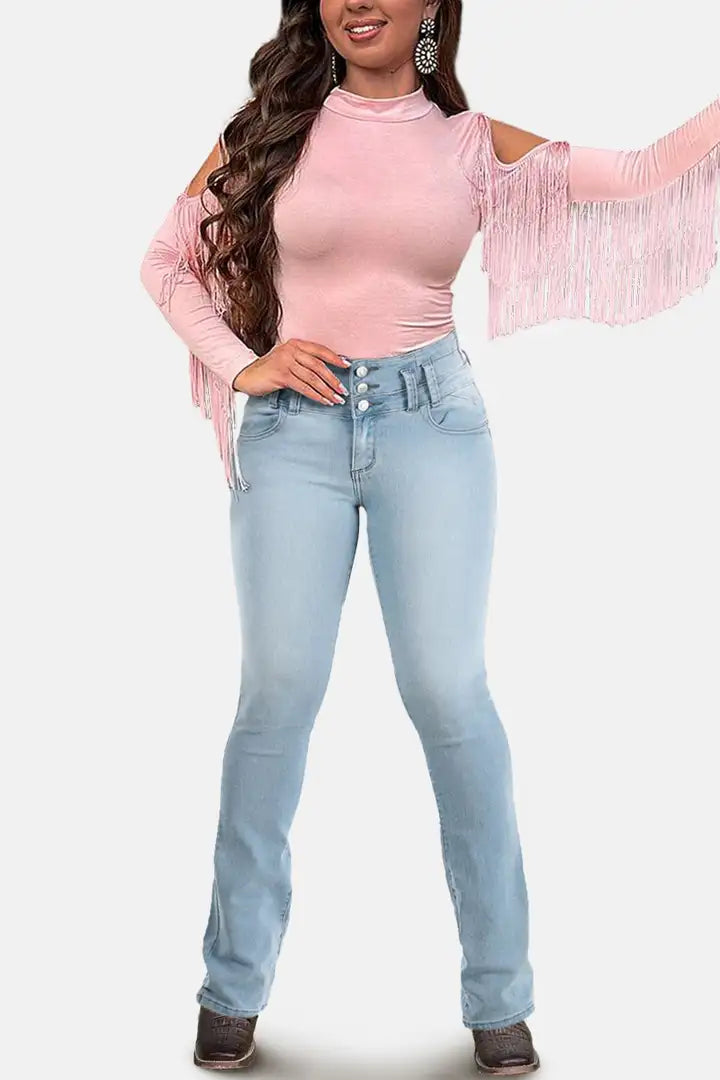 Lichtbauwe Flaire High waist stretch jeans | 50% Korting
