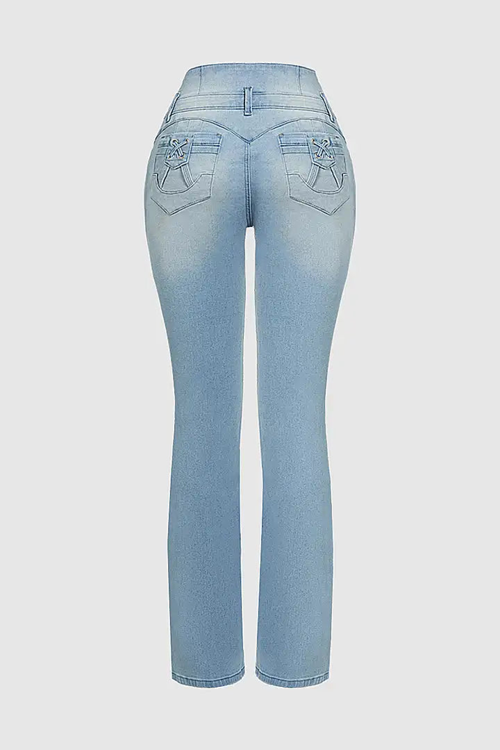 Lichtbauwe Flaire High waist stretch jeans | 50% Korting